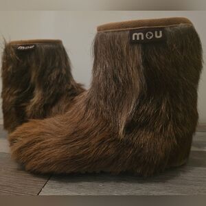 Mou Brown and Tan Fur Boots